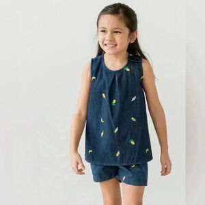 Hanna Andersson Embroidered Sleeveless Top Criss Cross Back Beach 6-7